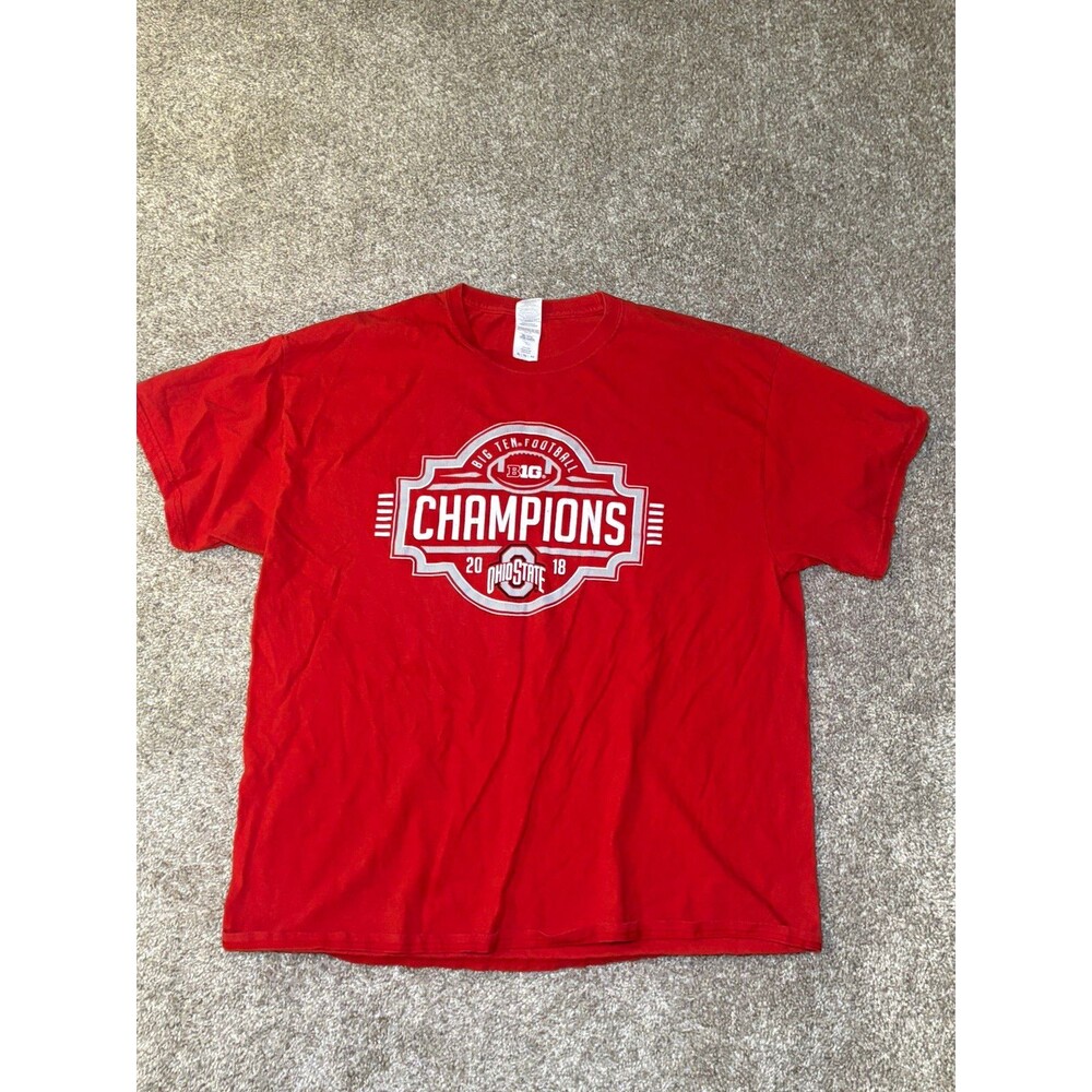 Mens OSU Champions 2018 Size XL Red Logo Graphic Print Cotton Knit Crew Neck Tee